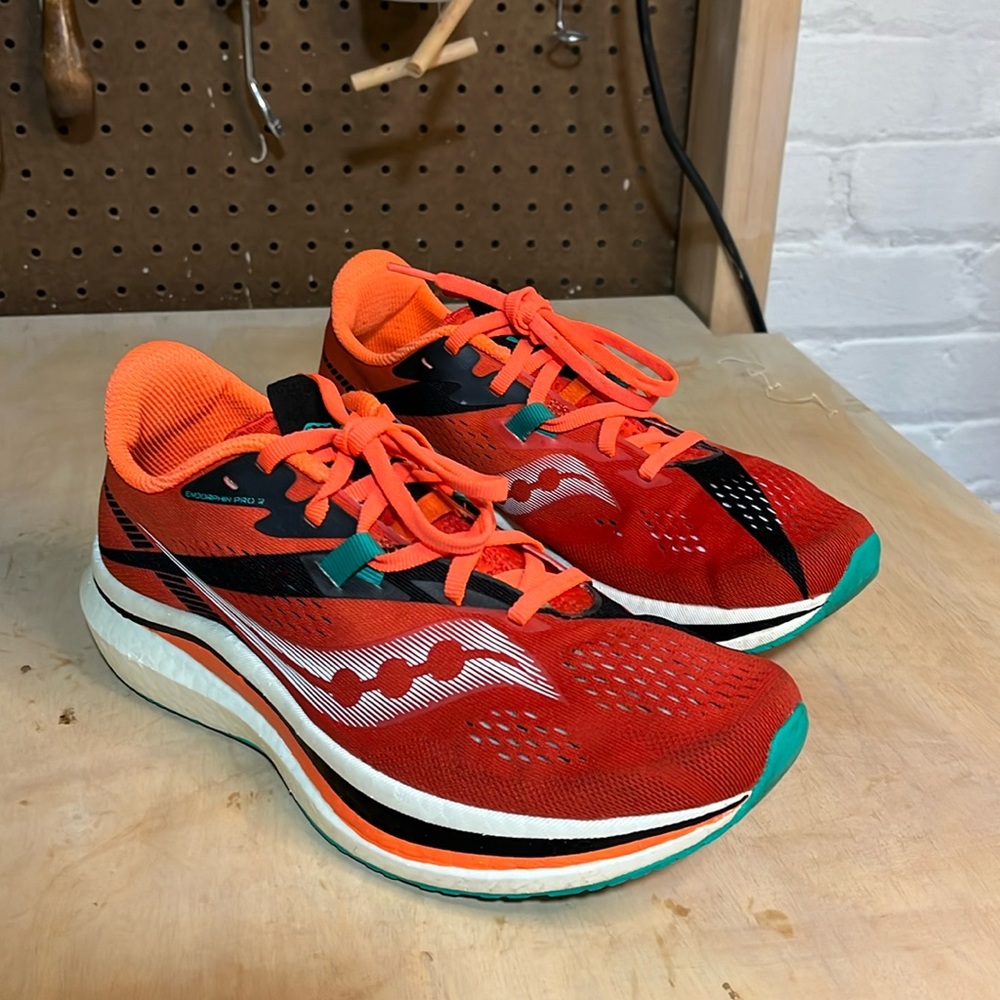 Saucony endorphin pro 2 carbon fiber plate running shoes.